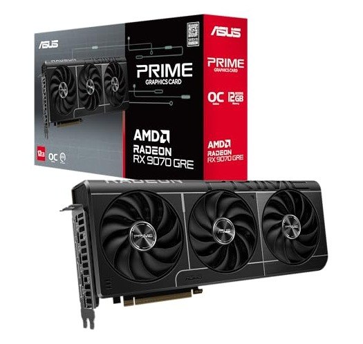 ASUS Prime Radeon RX 9070 GRE OC Edition Oyun Grafik Kartı (AMD Radeon RX 9070, PCIe 5.0, HDMI/DP 2.1, Çift BIOS Anahtarı, Axial Tech Fan, 2.5 Yuva Tasarımı, MaxContact, PRIME-RX9070GRE-O12G)