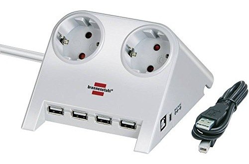 Brennenstuhl 4 X Usb2.0 2.100 mAh 2 Soketli Masaüstü Uzatma Priz Beyaz