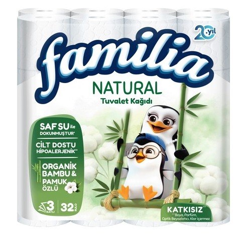 Familia Natural Tuvalet Kağıdı 32 Rulo Organik Bambu ve Pamuk Özlü