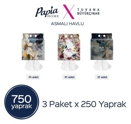 Papia Home Asmalı Havlu 750 Yaprak (3 Paketx250 Yaprak)