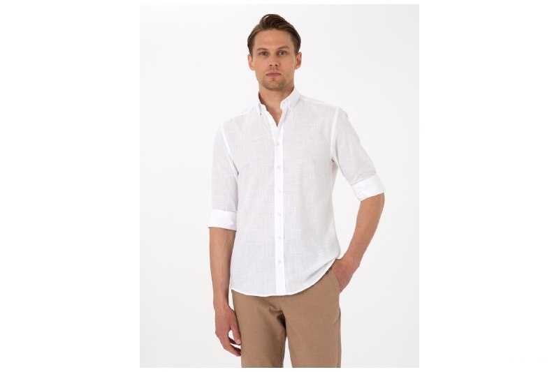 Pierre Cardin Erkek Beyaz Gömlek Desenli 50307025-Vr013 Beyaz