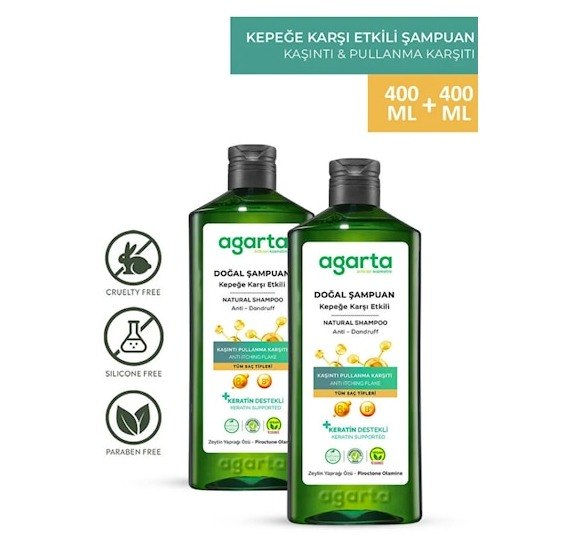 Agarta Doğal Kepeğe Karşı Etkili Şampuan 2 x 400 ML