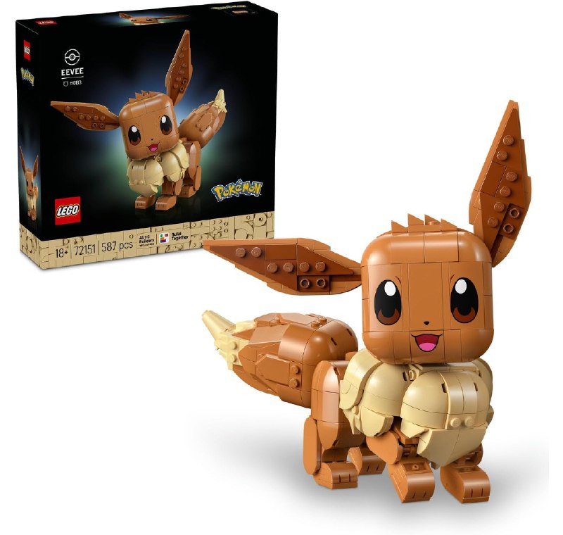 LEGO Pokémon Eevee 72151 - Yetişkin Kadınlar ve Erkekler için Otantik Detaylar İçeren Duruşu Ayarlanabilir Dekoratif Koleksiyonluk Model Yapım Seti, Yetişkinlere Yaratıcı Hediye Fikri (587 Parça)