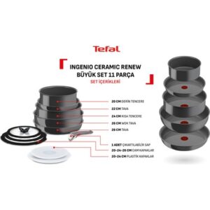 Tefal Ingenio Ceramic Renew Seramik Kaplama Tava Tencere Seti - 11 Parça