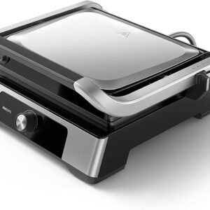 Philips 5000 Serisi Izgara ve Tost Makinesi - Ayarlanabilir sıcaklık, Geniş ızgara yüzeyi ve Yüksek Güç performansı, Çıkarılabilir yapışmaz plakalar ve yağ tepsisi (HD6301/90)